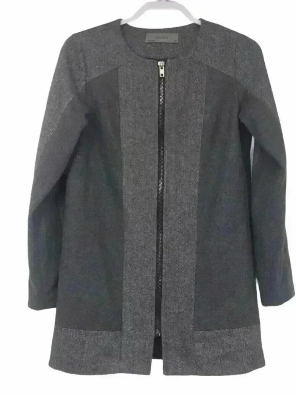 Wells Grace Wool Blend Herringbone Zip Coat XS Gray